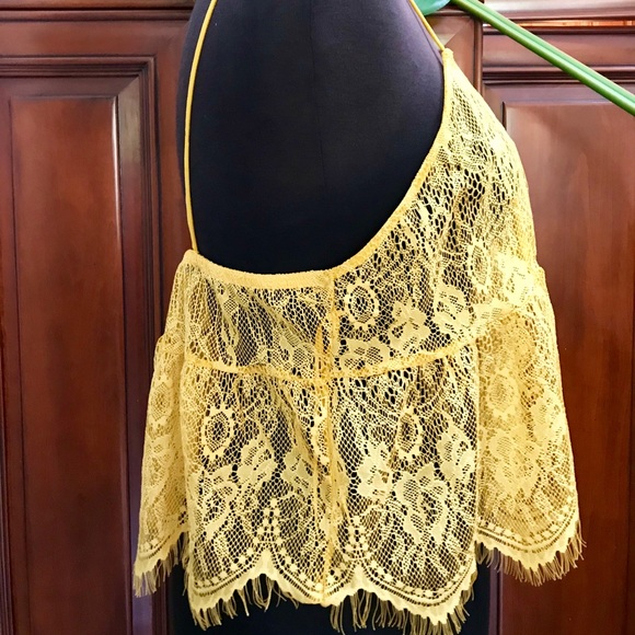 Yellow Lace See-through Tank - Picture 3 of 5